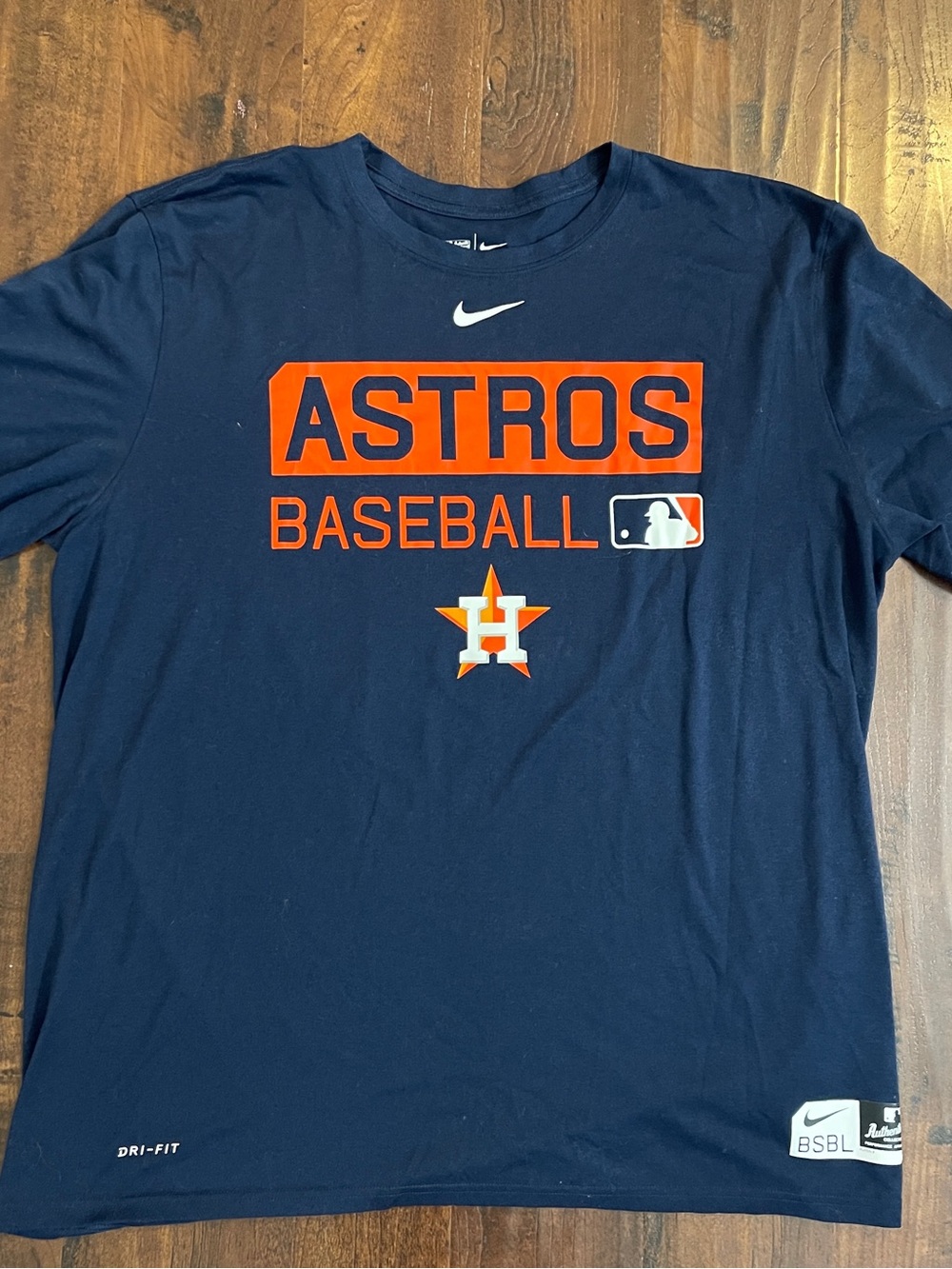 Nike Navy Astros Baseball Tee with Orange Logo